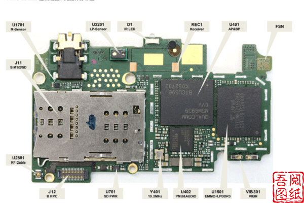 红米3逻辑框图元器件分布图
