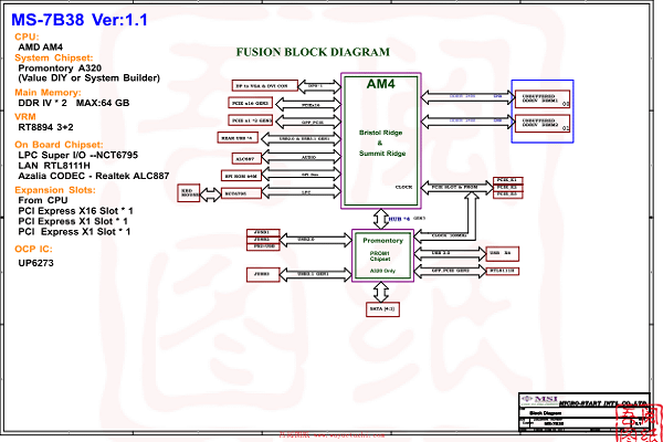 微星MSI MS-7B38 A320 AMD AM4 Rev 1.0显卡维修电路点位图