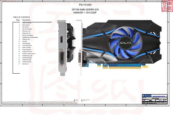 GALAXY GTX1030显卡电路图