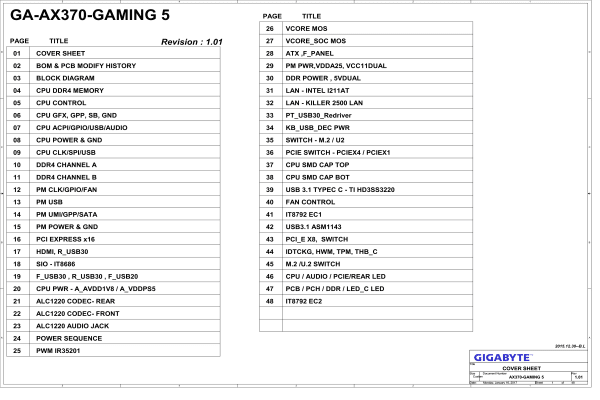 技嘉 GA-AX370-GAMING 5维修电路图纸资料