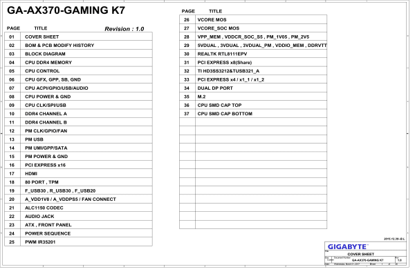 技嘉 GA-AX370-GAMING K7维修电路图纸资料