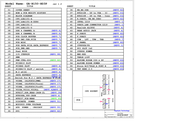 技嘉 GA-B150-HD3P维修电路图纸资料