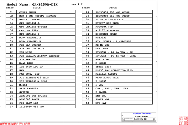 技嘉 GA-B150M-D3H维修电路图纸资料