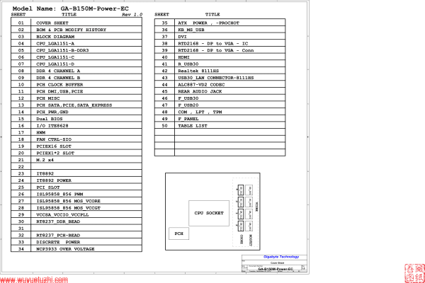 技嘉 GA-B150M-Power系列维修电路图纸资料