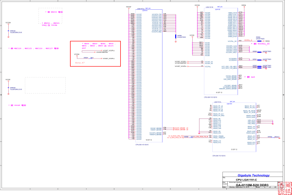 技嘉 GA-H110M-S2H-DDR3 Rev1.0 电路图位置图