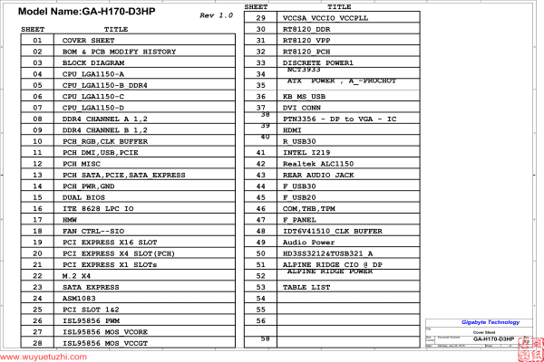 GA-H170-D3HP Rev1.0电路图