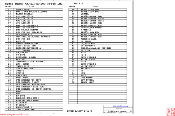 技嘉 GA-Z170X-SOC Force LN2 REV1.0电路图