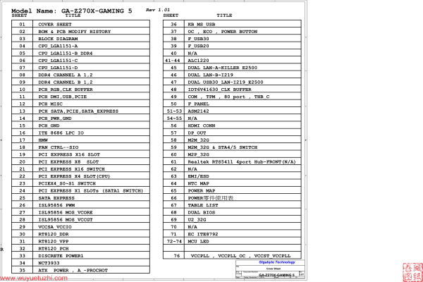 GA-Z270X-Gaming5 Rev1.01电路图