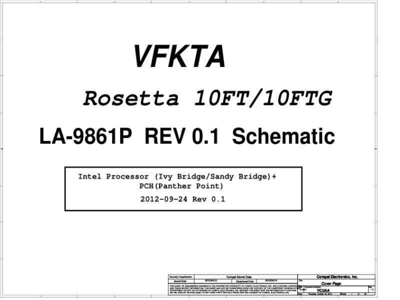 东芝 Toshiba Satellite LA-9861P L40A L45A VCUAA Rev0.1 电路图原理图