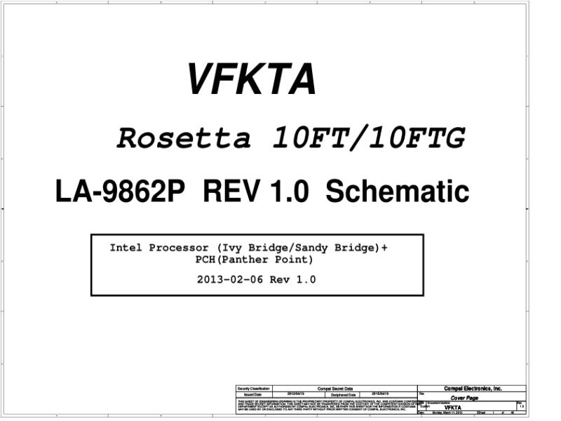 东芝 Toshiba Satellite LA-9862P L40 Rev1.0 电路图原理图