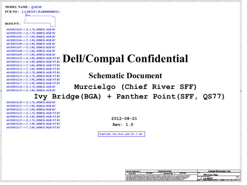 戴尔 Dell LA-8821P XPS 12 9Q33 QAZA0 电路原理图
