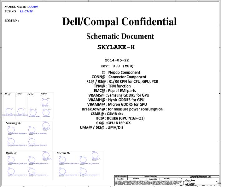 戴尔 Dell LA-C361P XPS 15 9550 AAM00 电路原理图