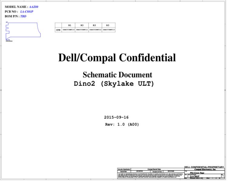 戴尔 Dell LA-C881P XPS 13 9350 AAZ80 电路原理图