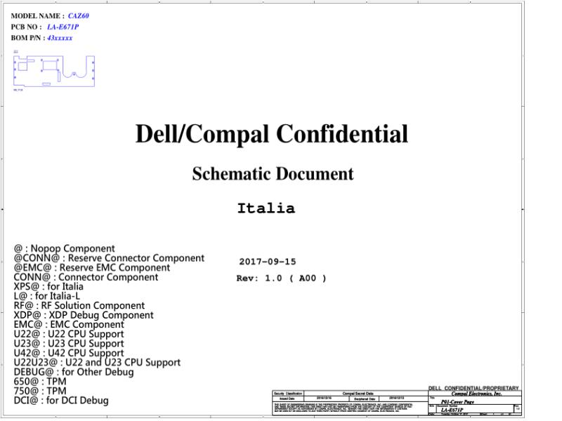 戴尔 Dell LA-E671P XPS 13 9370 CAZ60 电路原理图