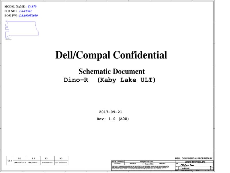 戴尔 Dell LA-F051P XPS 13 9360 CAZ70 电路原理图