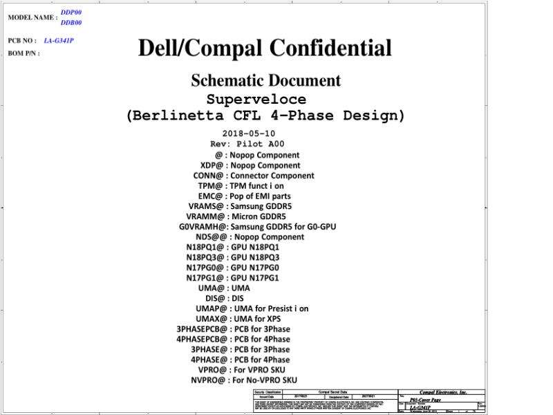 戴尔 Dell LA-G341P XPS 15 9570 DDP00 DDB00 电路原理图