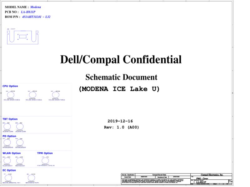 戴尔 Dell LA-H811P XPS 13 9300 Modena 电路原理图