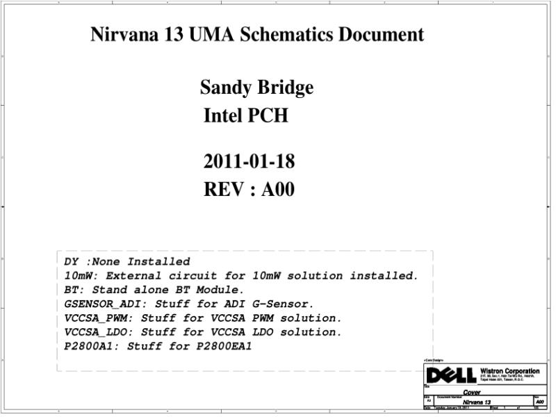 戴尔 Dell 10261-1 Vostro 3350 Wistron Nirvana 13 UMA 电路原理图