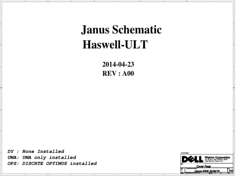 戴尔 Dell 13302-1 Vostro 15 3546 Janus Rev A00 电路原理图