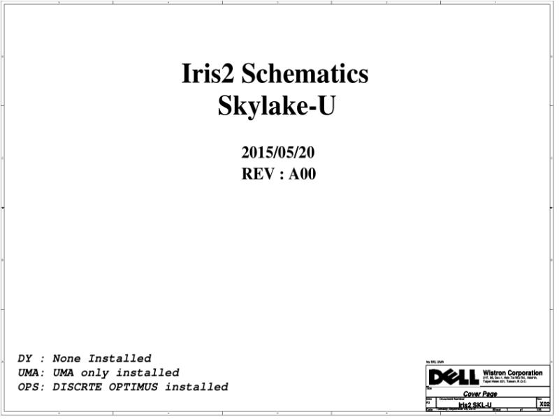 戴尔 Dell 14236-1 Vostro 15 3559 14236-SF Iris2 SLK Rev A00 电路原理图