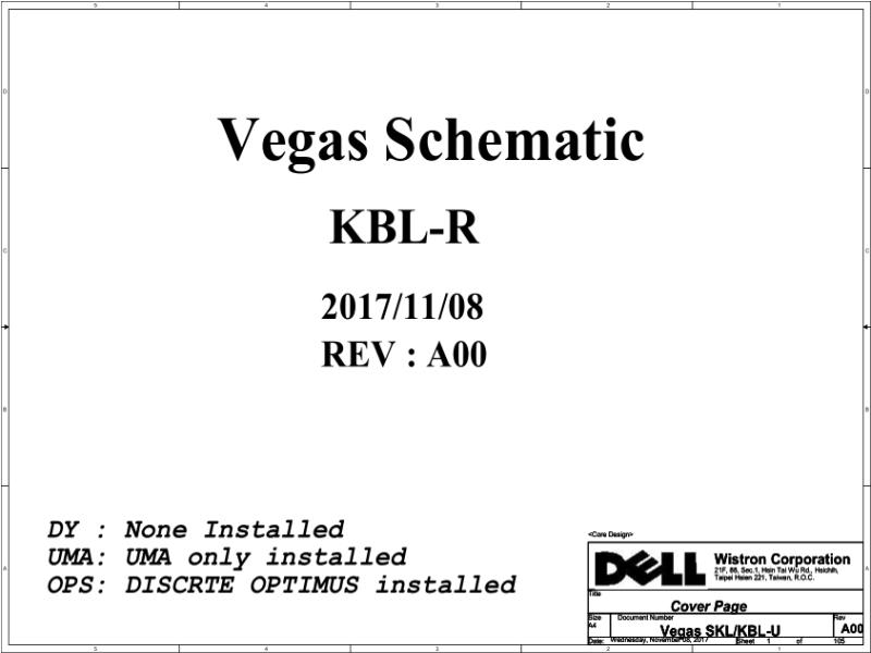 戴尔 Dell 17841-1 Vostro 3478 3578 Inspiron 3476 3576 Vegas Turis MLK KBL-R 电路原理图