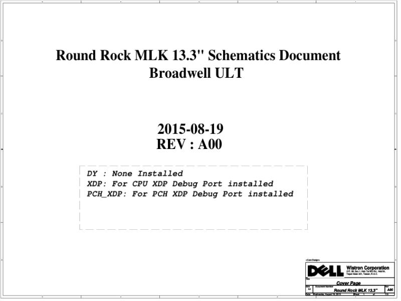 戴尔 Dell 15203-1 Latitude 3350 Round Rock MLK13.3 电路原理图