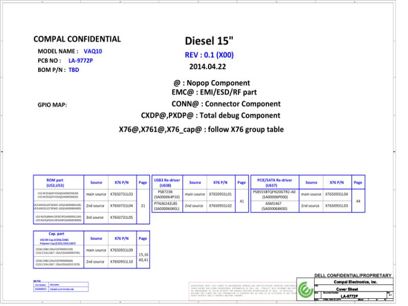 戴尔 Dell LA-9772P Precision M4800 VAQ10 电路原理图