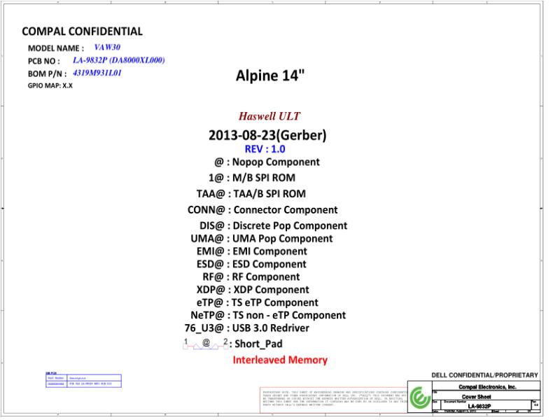 戴尔 Dell LA-9832P Latitude E5440 VAW30 电路原理图