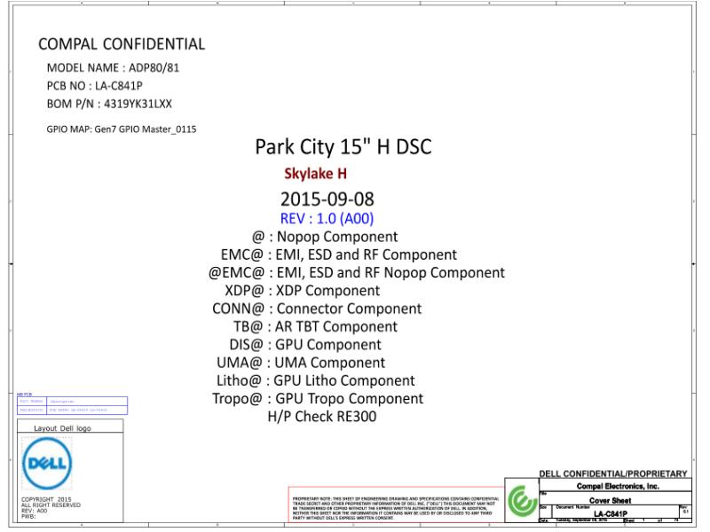 戴尔 Dell LA-C841P Precision 3510 Latitude E5270 E5470 E5570 ADP80 81 电路原理图