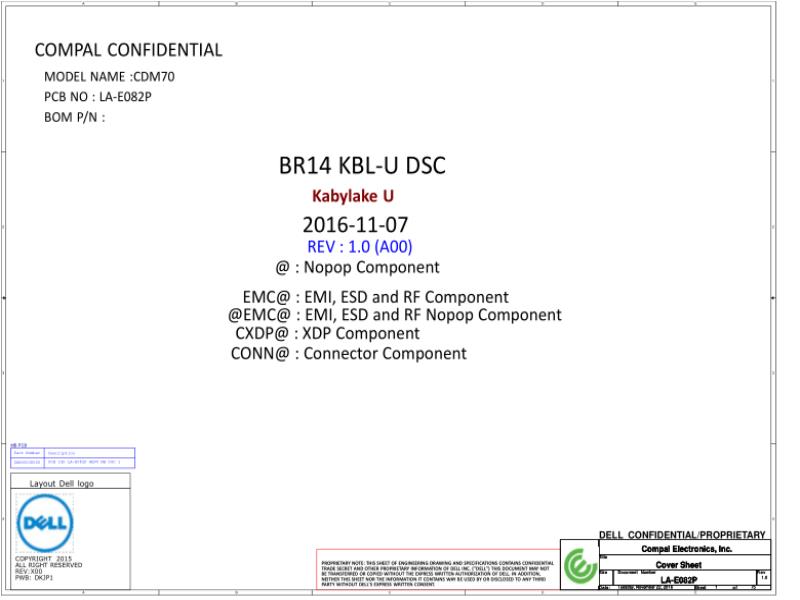 戴尔 Dell LA-E082P Precision 3520 Latitude 5280 5288 5480 5488 5580 CDM70 电路原理图