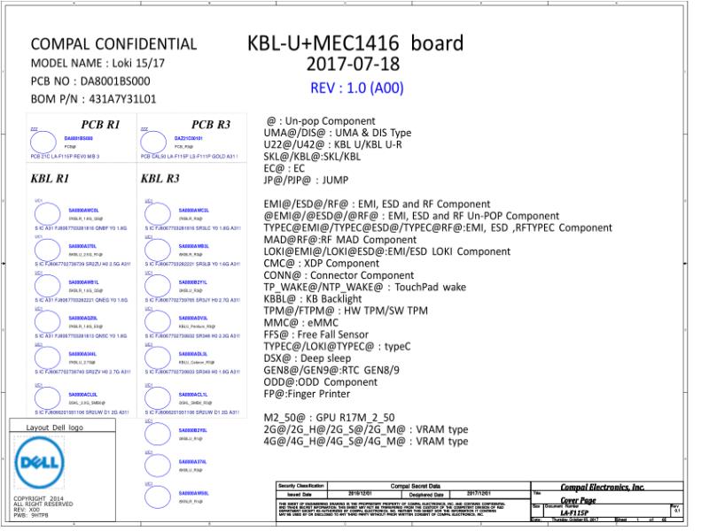 戴尔 Dell LA-F115P Latitude 3490 3590 电路原理图