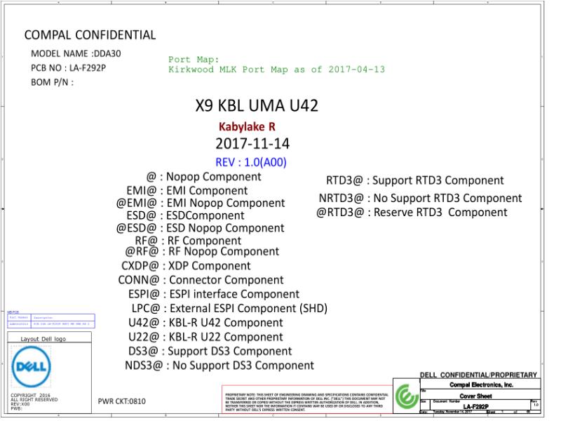 戴尔 Dell LA-F292P Latitude 7390 2-in-1 DDA30 电路原理图