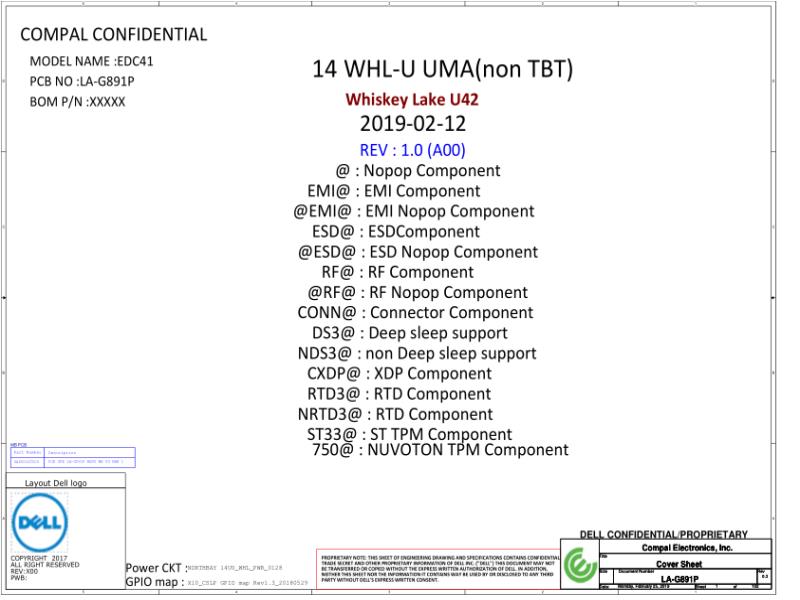 戴尔 Dell LA-G891P Precision 3540 Latitude 5400 5500 EDC41 电路原理图