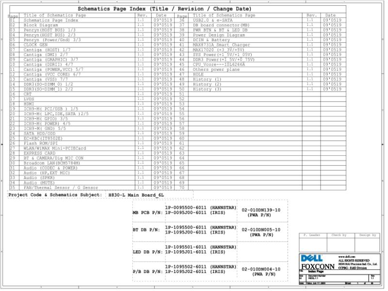 戴尔 Dell Studio 1450 F133R-H830L 电路原理图