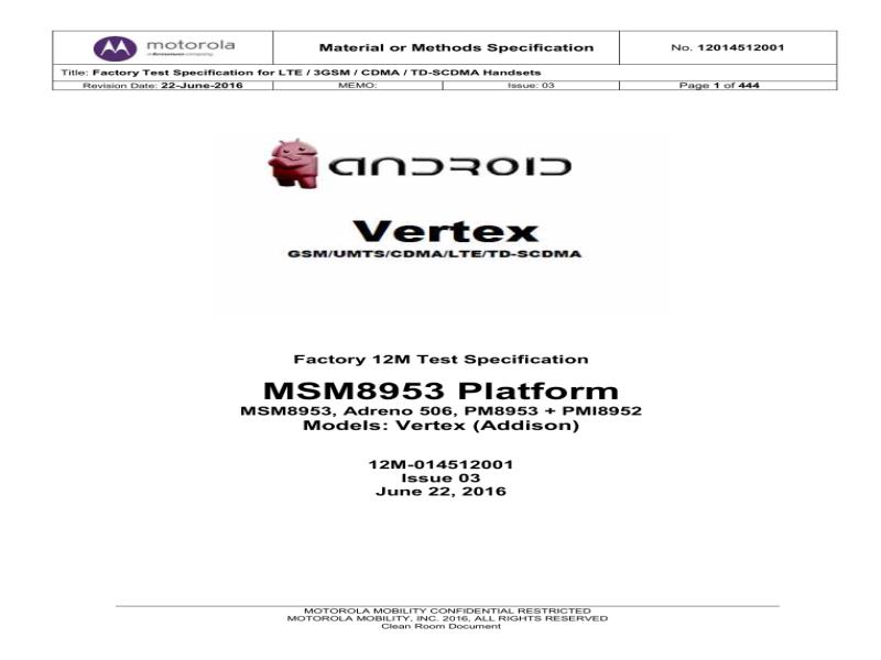  Motorola Z Play XT1635 12M014512001 Issue 03 Vertex MSM8953 维修手册-摩托罗拉Moto