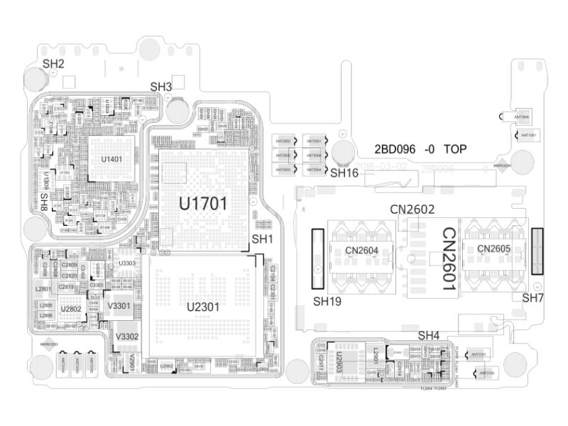 OPPO R15 2BD096-0 主板原理图 位置图