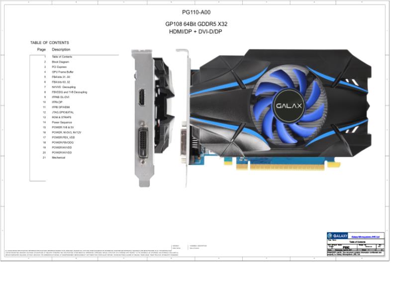 影驰GALAXY GTX 1030 PG110-A00 P85C REV V10 显卡电路图