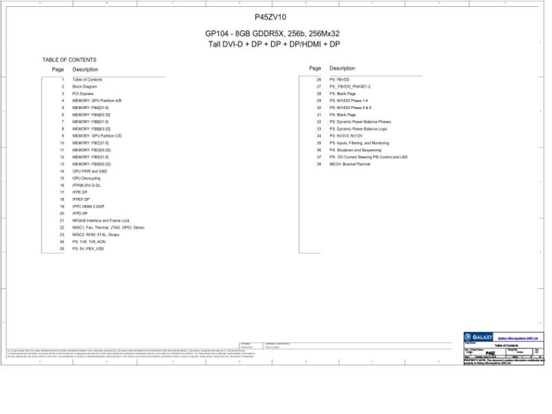 影驰GALAXY GTX 1080 P45Z REV V10 显卡电路图