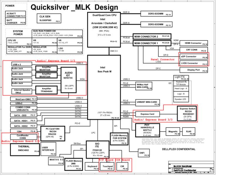 戴尔  Dell Alienware M17X QS MLK and Audio Media Board电路图