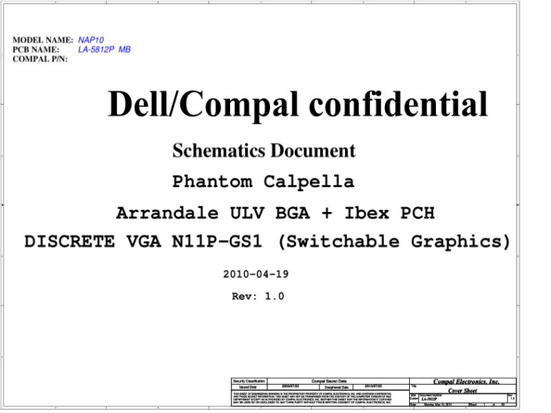 戴尔  Dell LA-5812P Alienware M11X NAP10 MB电路图