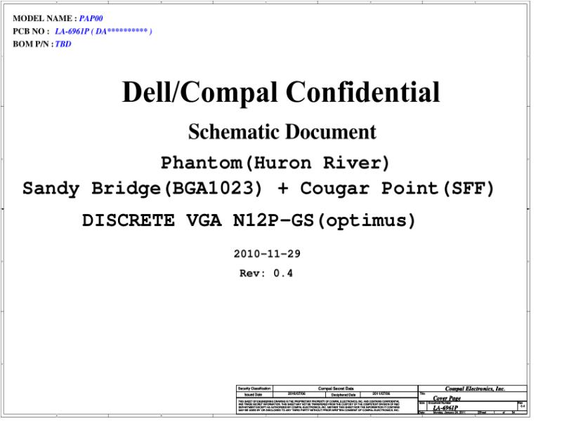 戴尔  Dell LA-6961P Alienware M11X PAP00 Rev0.4电路图