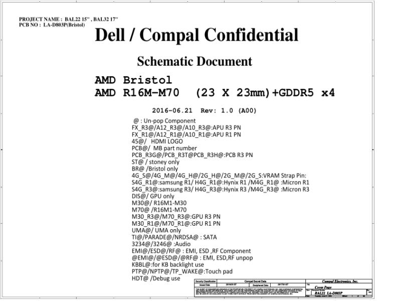 戴尔  Dell LA-D803P Inspiron 5565 5765电路图