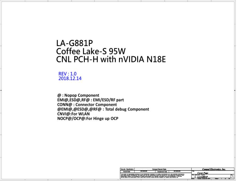 戴尔  Dell LA-G881P Alienware Area-51M电路图