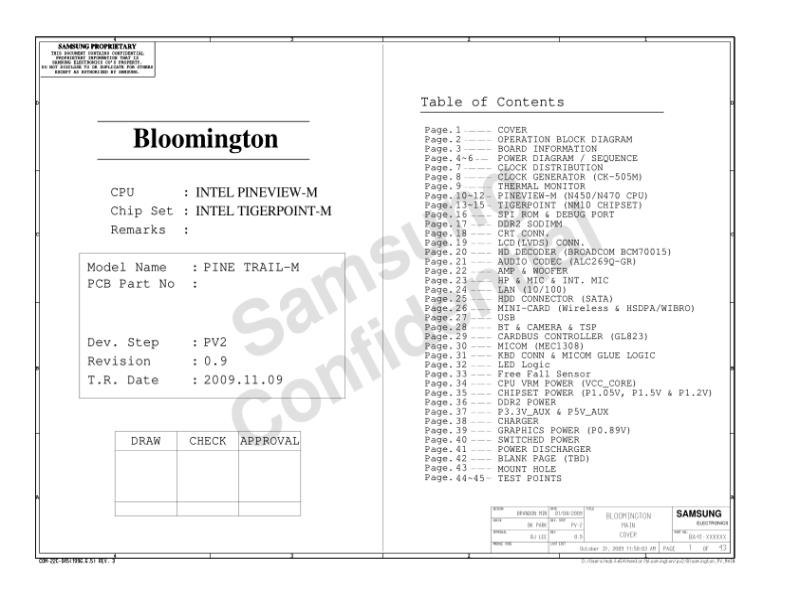 三星  Samsung BLOOMINGTON PV2 SCHEMATIC 091111电路图