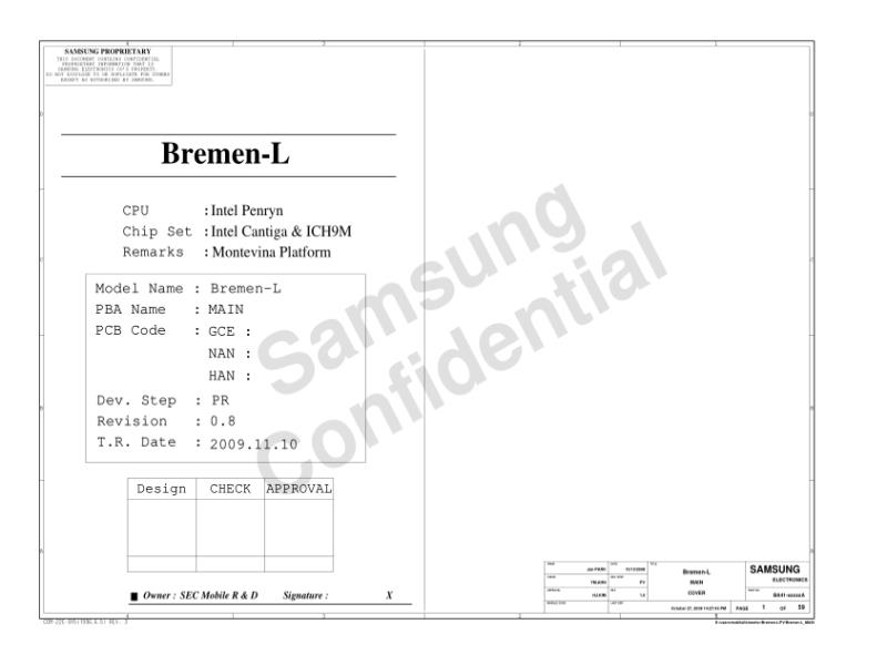 三星  Samsung BREMEN-L PR 091113 ORDER电路图