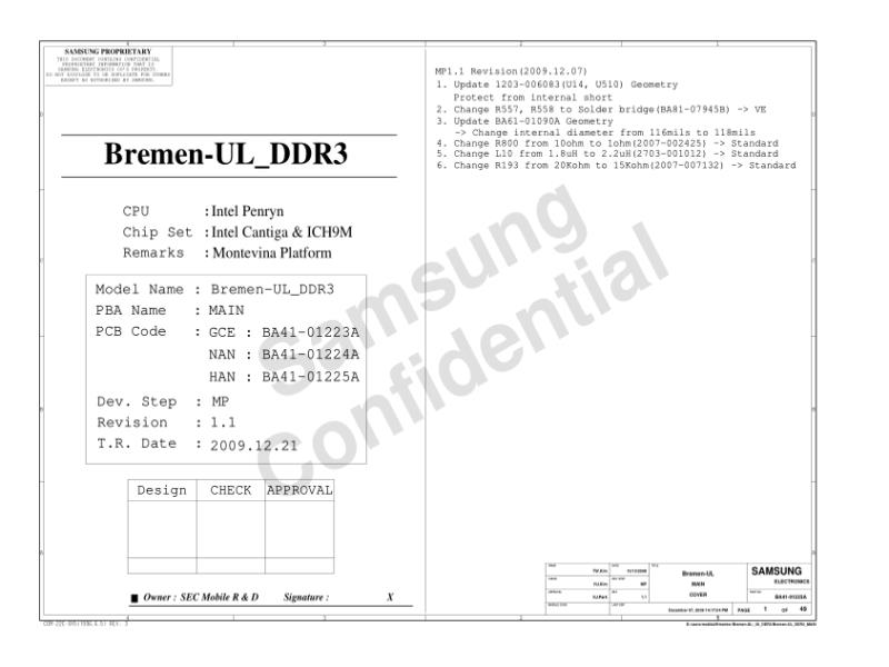 三星  Samsung BREMEN-UL DDR3 MP1.1 SMT 091228电路图