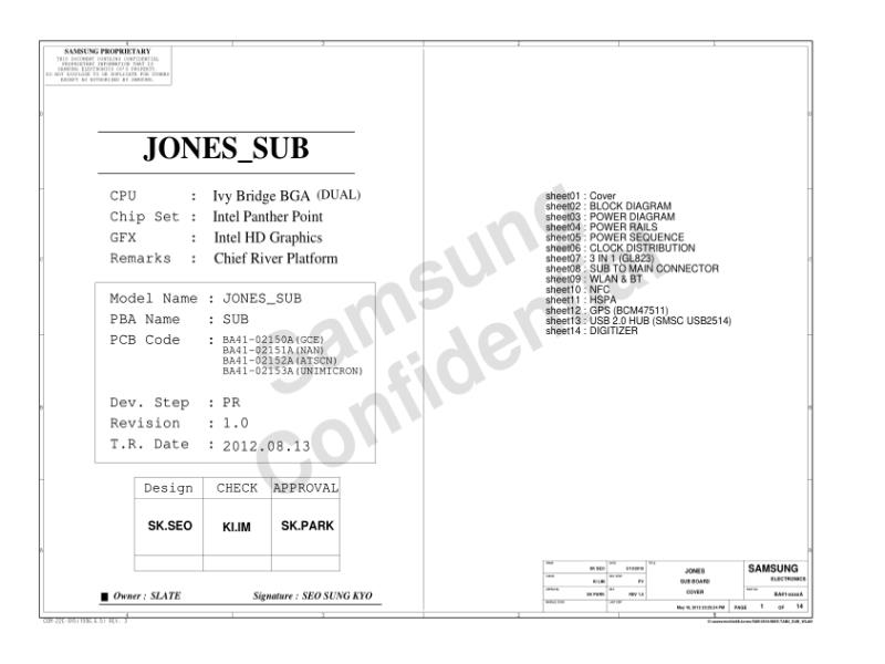 三星  Samsung JONES 0813 SUB PR GO电路图