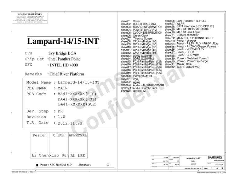 三星  Samsung LAMPARD 14 15 INT PR-1123N BA41-02308A电路图