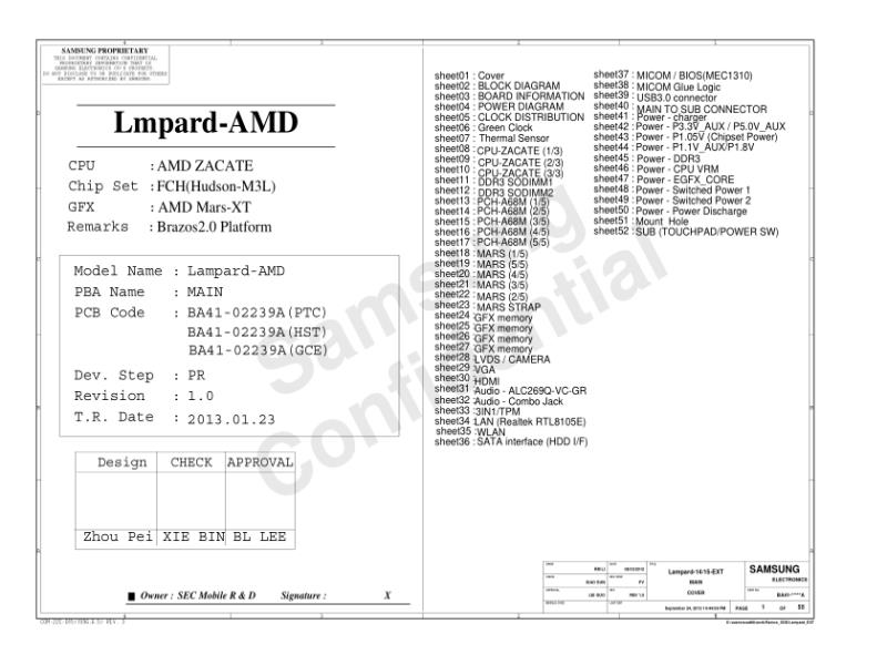 三星  Samsung LAMPARD AMD EXT SR 0225电路图