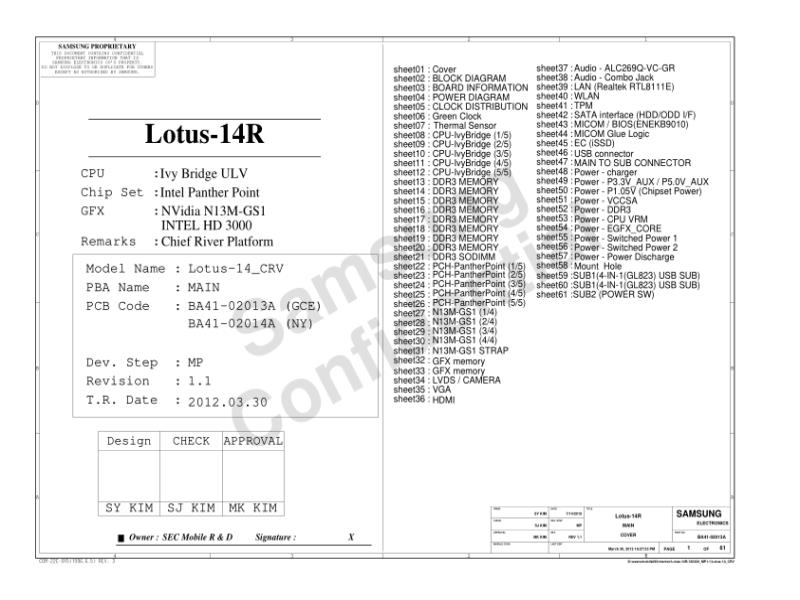三星  Samsung LOTUS-14R MP1.2 120504电路图